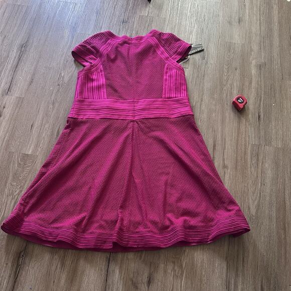NWT Tadashi Shoji Too Hot Pink Textured Fit & Flare Dress Women’s 20W Barbie - Picture 6 of 12